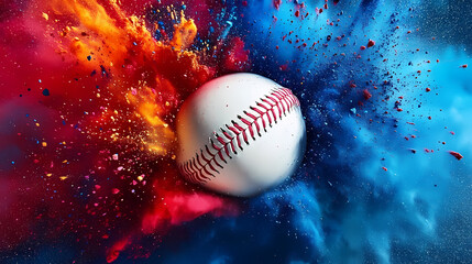 Baseball with Color Explosion Effect