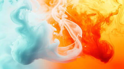 Obraz premium Orange and light blue cloud-like smoke gradient background image