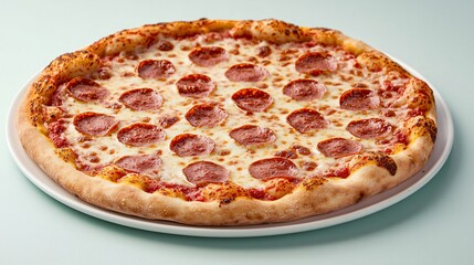 Delicious Pepperoni Pizza with Melted Cheese Close up View