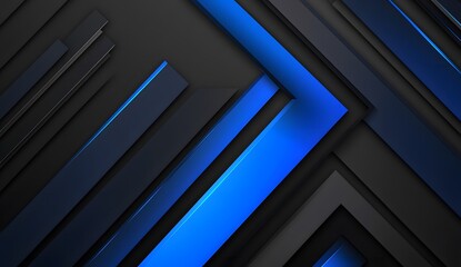Fototapeta premium abstract geometric shapes in black and blue. The composition features dynamic lines and overlapping elements creating a modern, technological aesthetic.