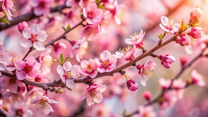 Obraz premium Macro Photography: Delicate Pink Apricot Blossoms on Branch