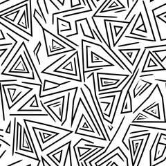 Seamless Hand-Drawn Triangle Pattern – Black and White Abstract Geometric Background, Repeating Tile Design for Fabric, Wallpaper, Packaging, and Modern Graphic Projects