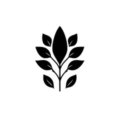 Clean, graphic, and minimal depiction of a symmetrical plant silhouette with an isolated white background.