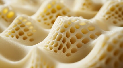 Fototapeta premium Modernist culinary artwork of algorithmically-designed mashed potato shapes, showing systematic layer adhesion, precise geometric patterns emerging from printing nozzle, technical perfection in each
