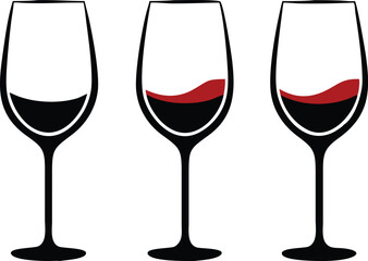 Wine glass set. Vector illustration