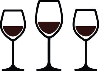 Wine glass set. Vector illustration