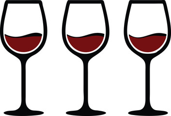 Wine glass set. Vector illustration