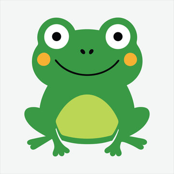 Frog graphic icon A cute funny smiling frog isolated on white background