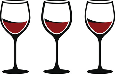 Wine glass set. Vector illustration