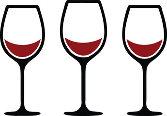 Wine glass set. Vector illustration