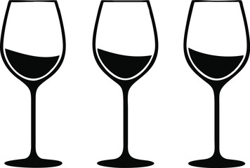 Wine glass set. Vector illustration