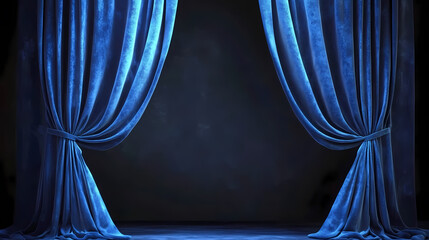 Opened Blue Curtains with Elegant Feel