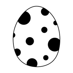 Polka dot egg design created with simple black and white illustration techniques