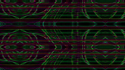 Background with a geometric colorful pattern of green tones on a black background