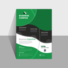 Business Flyer Design put the Green, Black, White, Gray with distinctive forms vector Template for business proposal