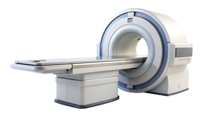MRI machine, magnetic resonance imaging machine isolated on transparent white background, clipping path