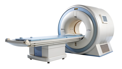 MRI machine, magnetic resonance imaging machine isolated on transparent white background, clipping path