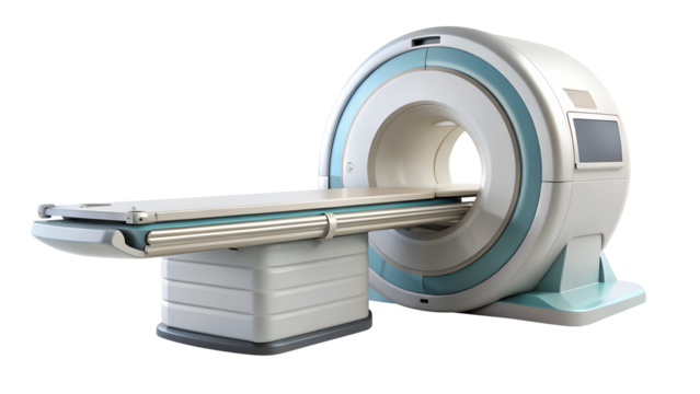 MRI machine, magnetic resonance imaging machine isolated on transparent white background, clipping path