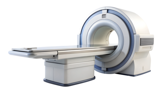 MRI machine, magnetic resonance imaging machine isolated on transparent white background, clipping path