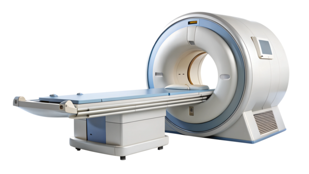 MRI machine, magnetic resonance imaging machine isolated on transparent white background, clipping path
