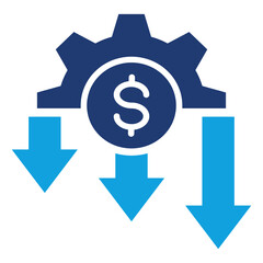 Reduce Cost Flat Blue Icon