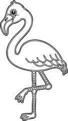 Obraz premium Stylized Vector Outline of a Flamingo with Artistic Skeleton Design for Creative Projects