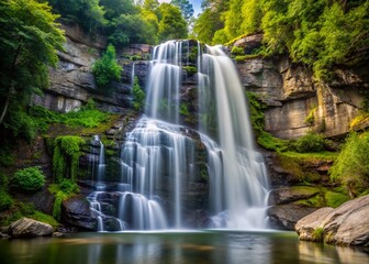 Fototapeta premium Majestic 200-Foot Waterfall Cascade in Great Smoky Mountains National Park
