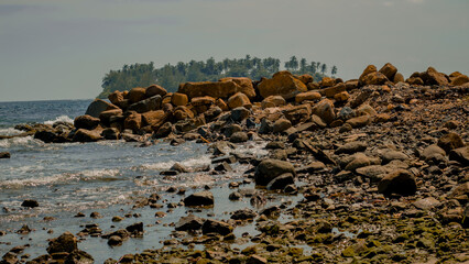 Seaside rocks background.Pattern of rock near shore.