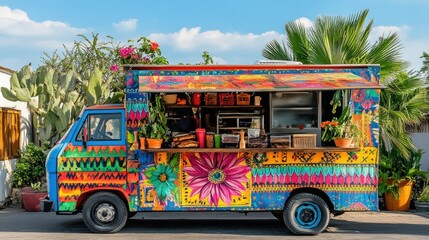 Vibrant Food Truck in Sunny Locale