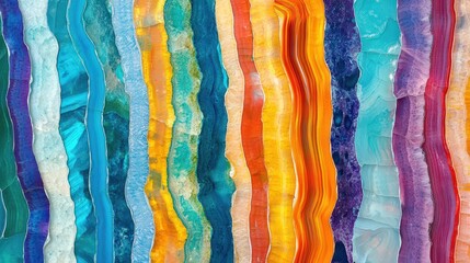 Vibrant Colorful Agate Stone Layers Abstract Art