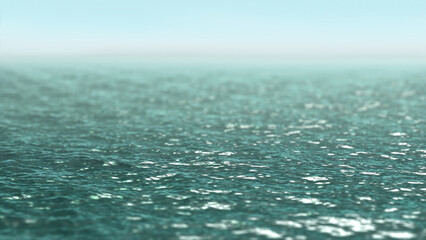 Green sea water background texture, side view, depth of field