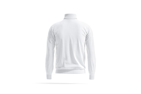 Blank white turtleneck sweater mockup, back view