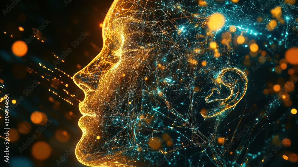 Poster futuristic portrait illustrating ai integration displaying intricate neural network connections and 