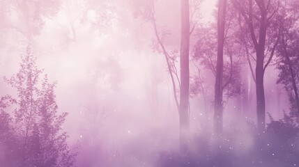 Fototapeta premium Pastel misty forest backdrop with glowing light dreamy atmosphere wallpaper