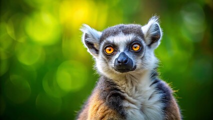 Obraz premium Majestic Lemur Catta Portrait: Left Profile, Copy Space for Text