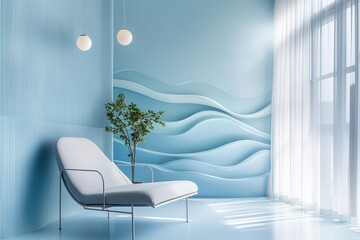 Gentle pastel blue gradient with soft flowing waves – evokes a sense of trust and reliability for hospitals or clinics