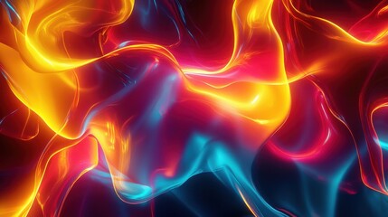 Fototapeta premium Dynamic abstract wallpaper with fluid motion and vibrant neon gradients creating depth