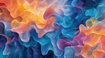Obraz premium Fluid abstract backdrop with luminous waves in radiant colors creating smooth transitions