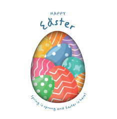 Happy Easter poster with colorful easter egg paper cut. Modern design. Easter holiday, spring