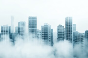 Fototapeta premium Eerie Mist Floating Over a Cityscape Creating a Mysterious Atmosphere of Infection and Isolation