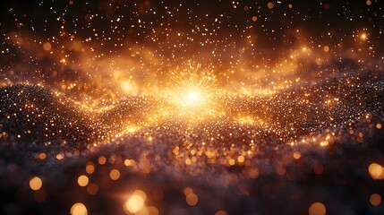 Obraz premium Glowing Starburst Firework Fills the Sky with Fiery Radiant Illumination Independence Day Ceremonial Concept