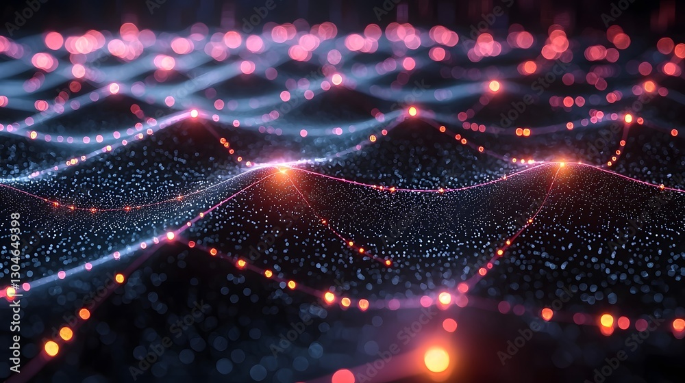 Wall mural glowing interconnected network highlighting detected fraud in transactions for cybersecurity concept