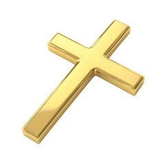 Obraz premium Golden cross isolated on white or transparent background