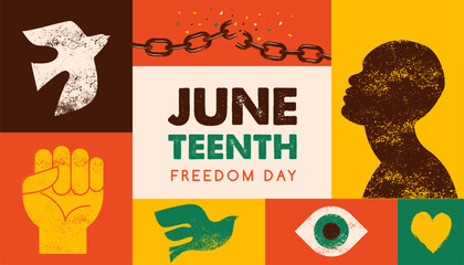 Juneteenth freedom day. A celebration of American history, African American Independence Day design. Poster, banner, card template