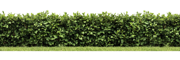 Lush green hedge trimmed neatly, placed on white or transparent background