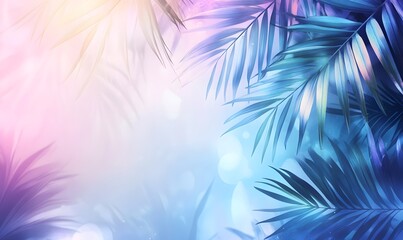 palm leaves with gradient color background, conveying a sense of tropical paradise and serenity 