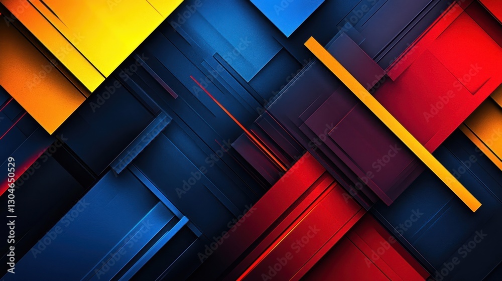 Wall mural high-contrast geometric backdrop with overlapping primary color blocks
