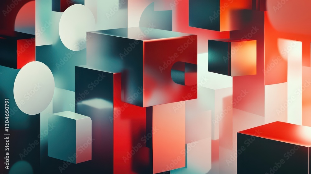 Canvas Prints bauhaus-inspired design with rotating geometric shapes and high contrast