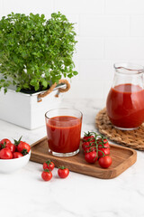 tomato juice in a glass