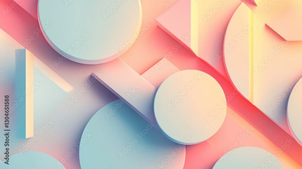 Canvas Prints geometric gradient background with floating pastel elements and balanced colors